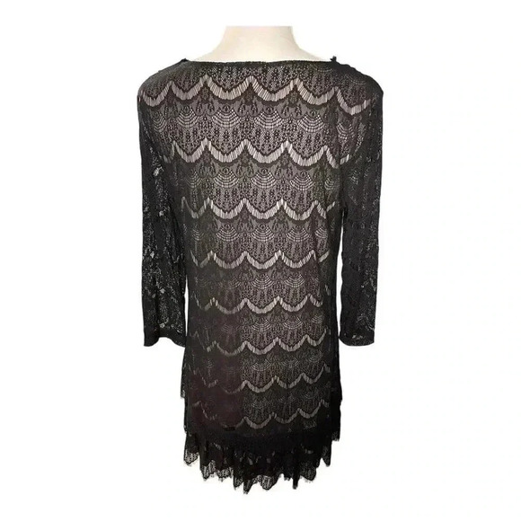 Style &‎ Co. Women’s Size Medium Black Crocheted Lace 3/4 Sleeve Dress - Picture 3 of 4
